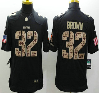 Nike Cleveland Browns #32 Jim Brown Salute to Service Black Limited Jersey