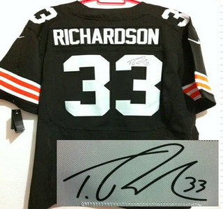 Nike Cleveland Browns #33 Trent Richardson Brown Brown Signed Elite Jersey