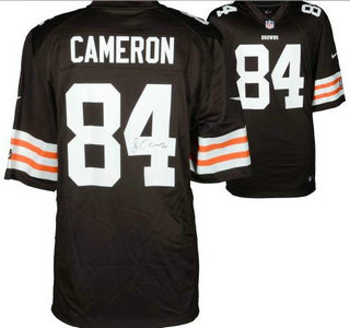 Nike Cleveland Browns #84 Jordan Cameron Brown Elite Signed Jersey