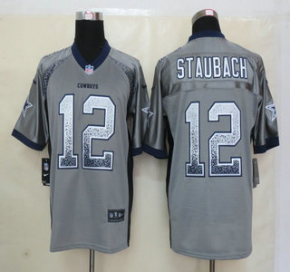 Nike Dallas Cowboys #12 R Staubach Drift Fashion Grey Elite Jerseys