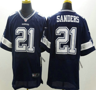 Nike Dallas Cowboys #21 Deion Sanders Blue Elite Jersey