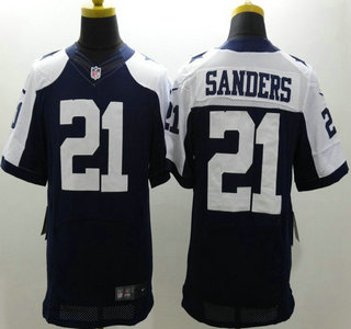 Nike Dallas Cowboys #21 Deion Sanders Elite Blue Thanksgivings Jersey