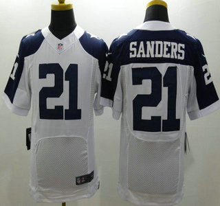 Nike Dallas Cowboys #21 Deion Sanders Elite White Thanksgivings Jersey