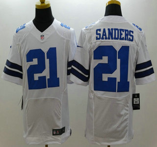Nike Dallas Cowboys #21 Deion Sanders White Elite Jersey