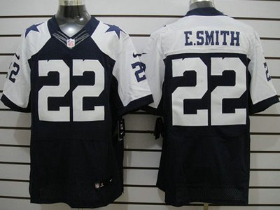 Nike Dallas Cowboys 22 Emmitt Smith Blue Thanksgiving Elite Jersey