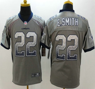 Nike Dallas Cowboys #22 Emmitt Smith Grey Drift Fashion Elite Jersey