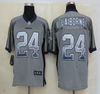 Nike Dallas Cowboys #24 Morris Claiborne Drift Fashion Grey Elite Jerseys