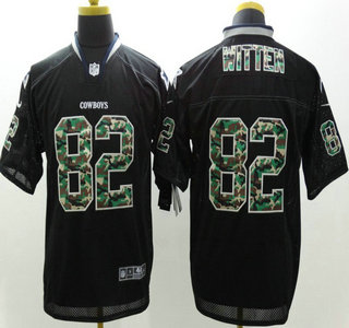 Nike Dallas Cowboys #82 Jason Witten Black With Camo Elite Jersey