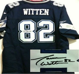 Nike Dallas Cowboys #82 Jason Witten Blue Signed Elite NFL Jersey