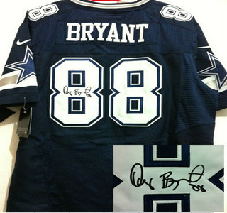 Nike Dallas Cowboys #88 Dez Bryant Blue Signed Elite NFL Jerseys