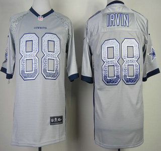 Nike Dallas Cowboys #88 Michael Irvin Grey Drift Fashion Elite Jersey