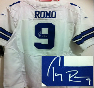 Nike Dallas Cowboys #9 Tony Romo White Signed Elite NFL Jersey