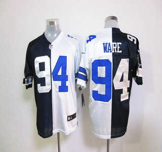Nike Dallas Cowboys 94 DeMarcus Ware Blue and White Split Elite Jerseys
