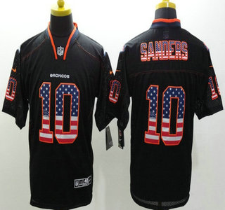Nike Denver Broncos #10 Emmanuel Sanders 2014 USA Flag Fashion Black Elite Jersey