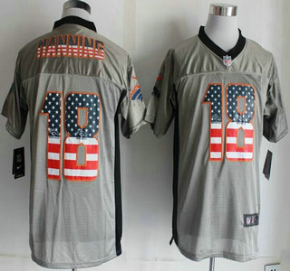 Nike Denver Broncos #18 Peyton Manning 2014 USA Flag Fashion Gray Elite Jersey