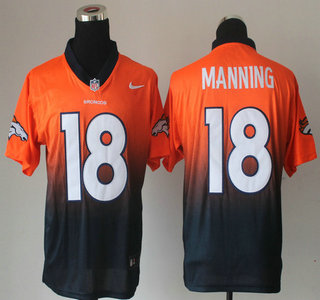 Nike Denver Broncos #18 Peyton Manning Drift Fashion II Orange With Blue 2013 Elite Jersey