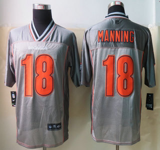 Nike Denver Broncos #18 Peyton Manning Grey Vapor Elite Jersey