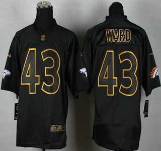 Nike Denver Broncos #43 T.J. Ward 2014 All Black With Gold Elite Jersey