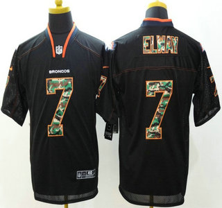 Nike Denver Broncos #7 John Elway Black With Camo Elite Jersey