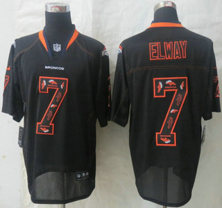 Nike Denver Broncos #7 John Elway Lights Out Black Ornamented Elite Jersey