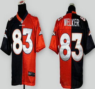 Nike Denver Broncos #83 Wes Welker Blue And Orange Split Elite Jersey