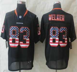 Nike Denver Broncos #83 Wes Welker 2014 USA Flag Fashion Black Elite Jersey