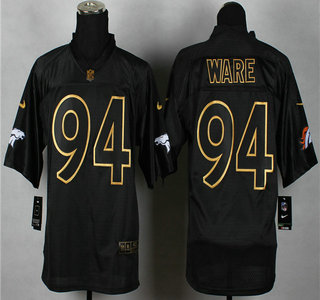 Nike Denver Broncos #94 DeMarcus Ware 2014 All Black With Gold Elite Jersey