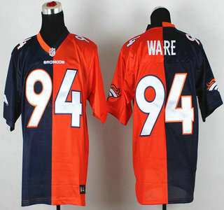 Nike Denver Broncos #94 DeMarcus Ware Blue And Orange Split Elite Jersey