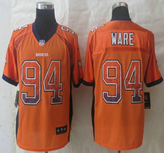 Nike Denver Broncos #94 DeMarcus Ware Drift Fashion Orange Elite Jersey