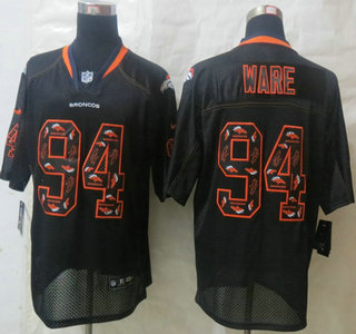 Nike Denver Broncos #94 DeMarcus Ware Lights Out Black Ornamented Elite Jersey