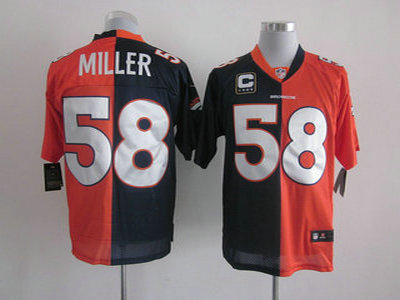 Nike Denver Broncos 58 Von Miller Orange and Blue with C Patch Split NFL Jerseys