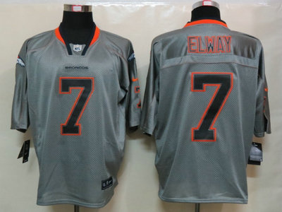 Nike Denver Broncos 7 John Elway Lights Out Grey Elite Jerseys