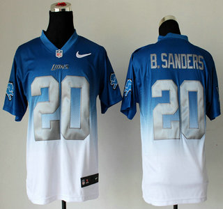 Nike Detroit Lions #20 Barry Sanders Drift Fashion II Blue With White 2013 Elite Jersey