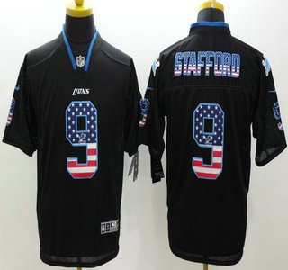 Nike Detroit Lions #9 Matthew Stafford 2014 USA Flag Fashion Black Elite Jersey