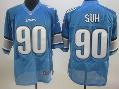 Detroit Lions 90 Ndamukong Suh Light Blue 2012 Nike NFL Elite Jerseys 