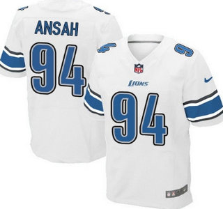 Nike Detroit Lions #94 Ezekiel Ansah White Elite Jersey