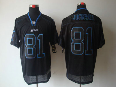 Nike Detroit Lions 81 Calvin Johnson Lights Out Black Elite Jersey