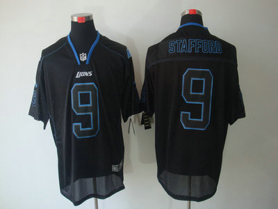 Nike Detroit Lions 9 Matthew Stafford Lights Out Black Elite Jersey