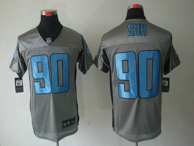 Nike Detroit Lions 90 Ndamukong Suh Gray Elite Jersey