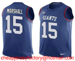 Nike Giants #15 Brandon Marshall Royal Blue Team Color Men's Stitched NFL Limited Tank Top Jersey