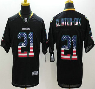 Nike Green Bay Packers #21 Ha Ha Clinton-Dix 2014 USA Flag Fashion Black Elite Jersey