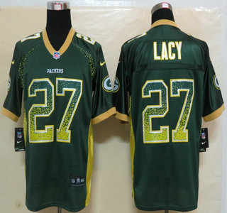 Nike Green Bay Packers #27 Eddie Lacy Drift Fashion Green Elite Jersey