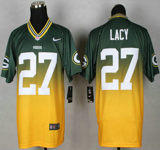 Nike Green Bay Packers #27 Eddie Lacy Drift Fashion II Green With Yellow 2013 Elite Jersey