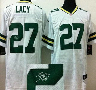 Nike Green Bay Packers #27 Eddie Lacy White Signature Elite Jersey