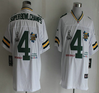 Nike Green Bay Packers #4 Super Bowl Champs White Elite Jersey