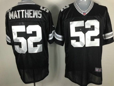 Nike Green Bay Packers 52 Clav Matthews Black With White 2012 Nike NFL Elite Jersey