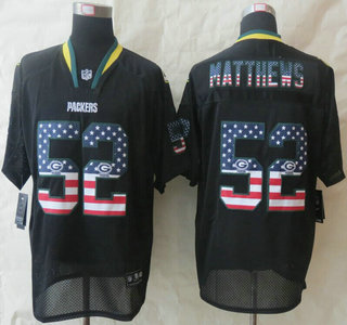 Nike Green Bay Packers #52 Clay Matthews 2014 USA Flag Fashion Black Elite Jersey