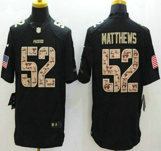 Nike Green Bay Packers #52 Clay Matthews Salute to Service Black Limited Jersey