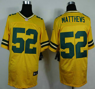 Nike Green Bay Packers #52 Clay Matthews Yellow Elite Jersey