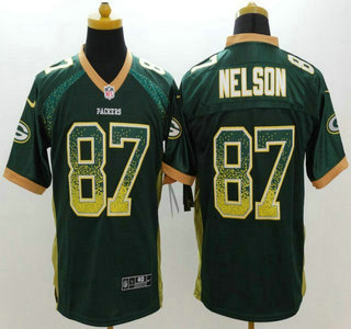 Nike Green Bay Packers #87 Jordy Nelson Drift Fashion Green Elite Jersey